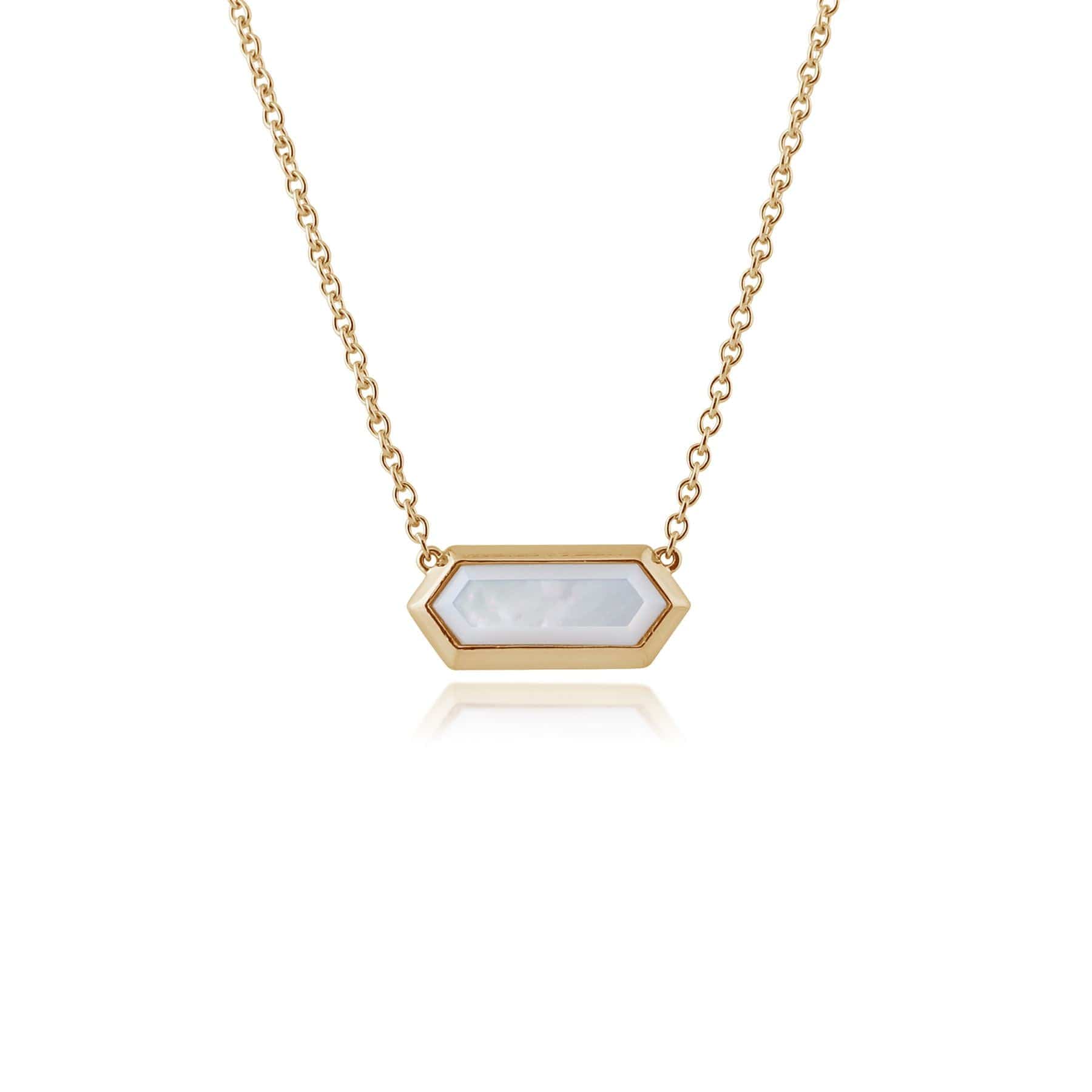 271N011503925 Gold Plated Silver Mother of Pearl Hexagonal Prism Necklace 1