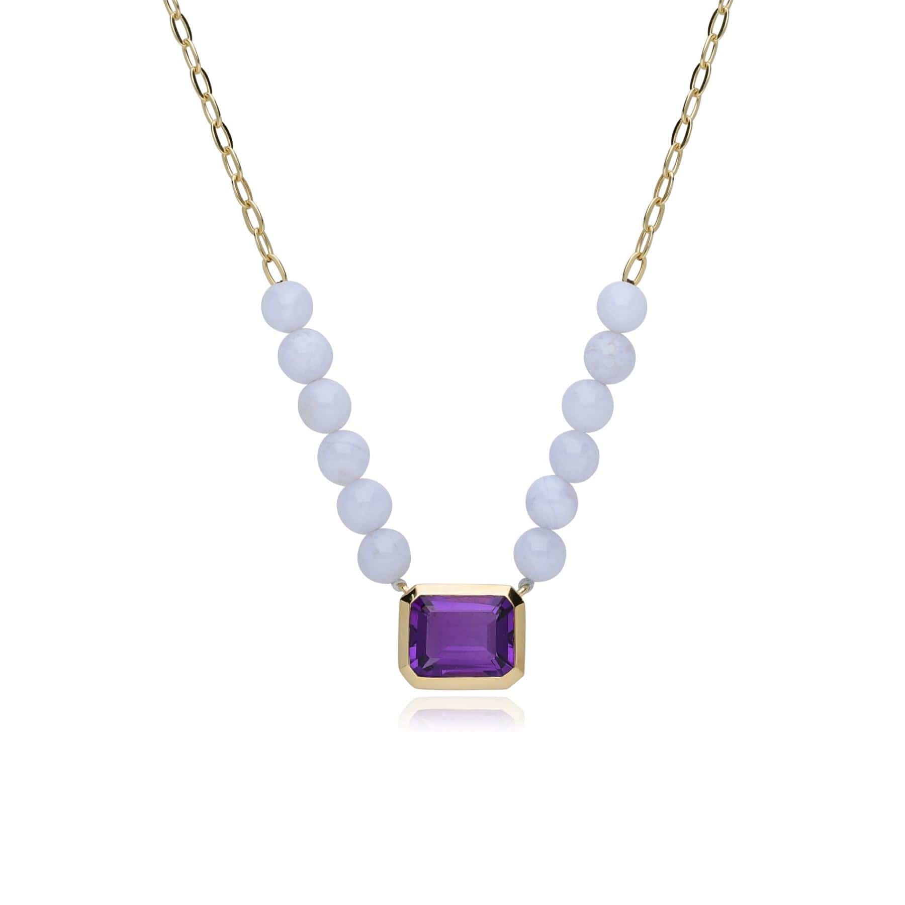 Gemondo ECFEW™ 'The Unifier' Amethyst & Blue Lace Agate Beads  Necklace