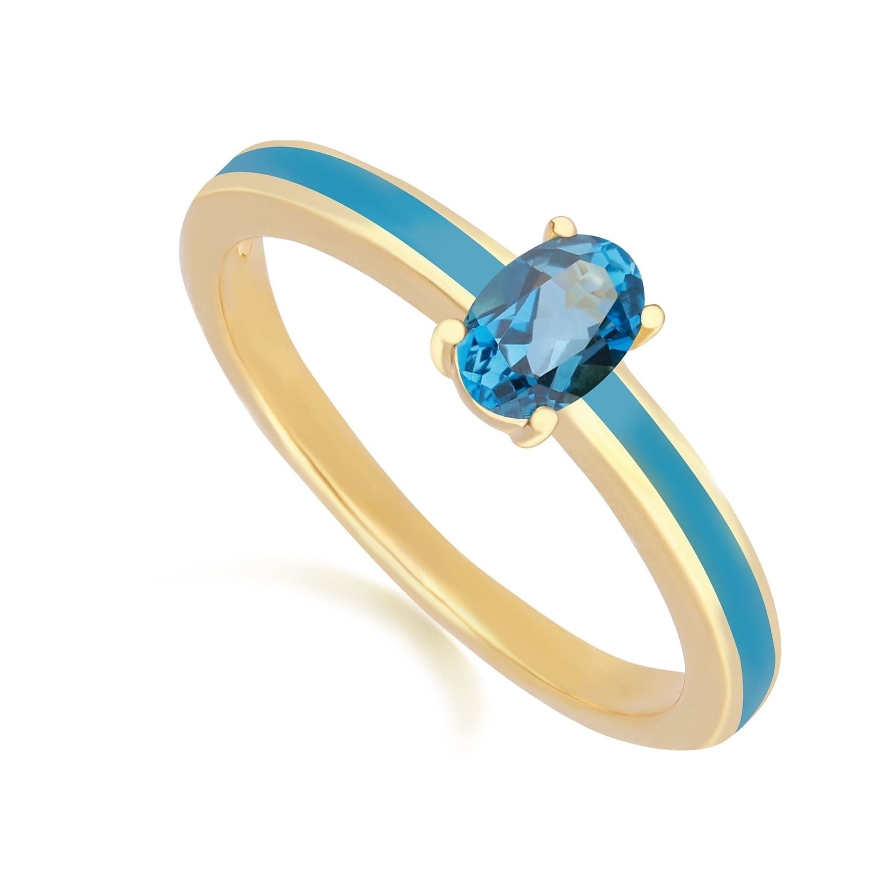 253R691801925 Siberian Waltz Blue Enamel & London Blue Topaz Ring in Gold Plated Silver Side