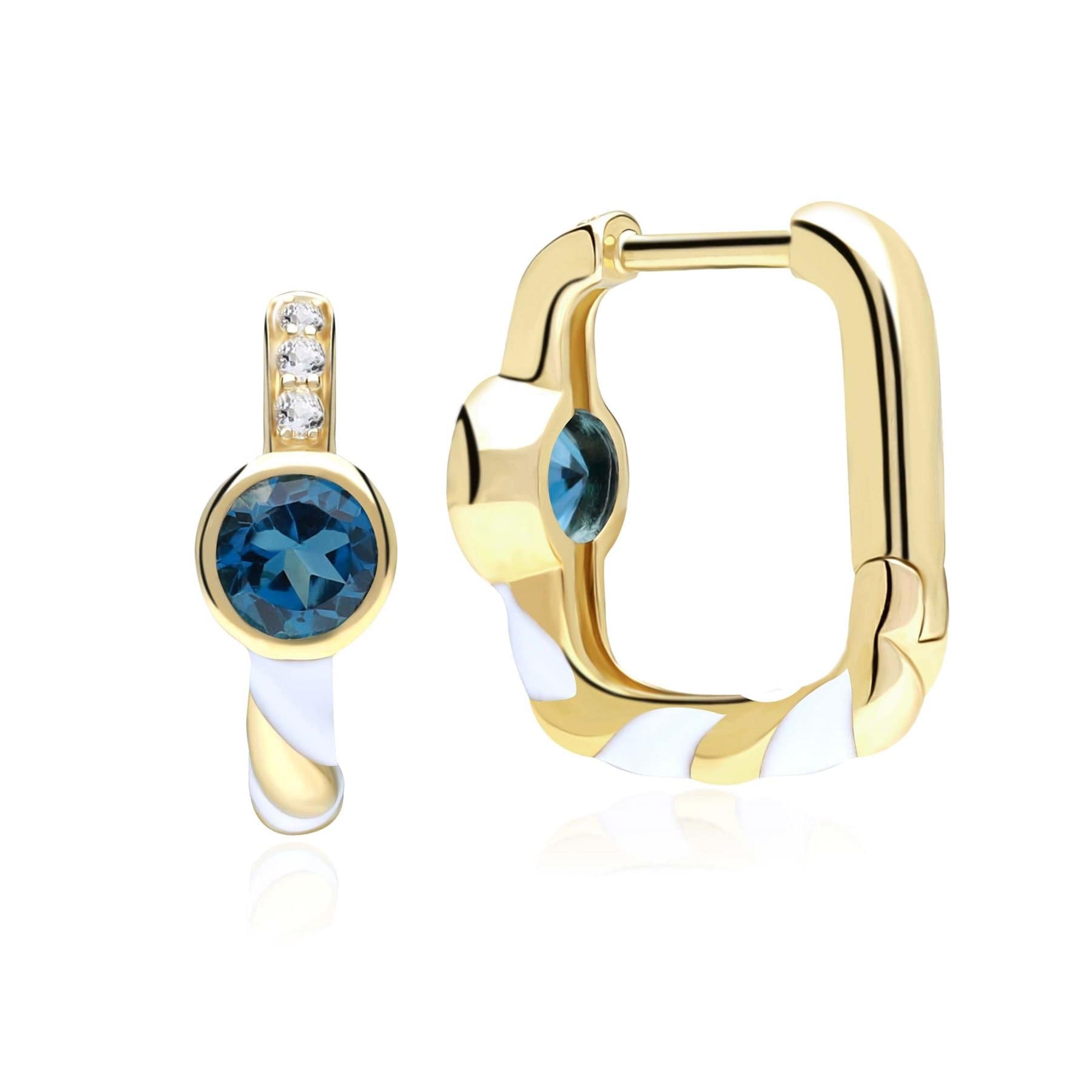 Siberian Waltz London Blue Topaz Square Hoop Earrings in 9ct Gold - Gemondo