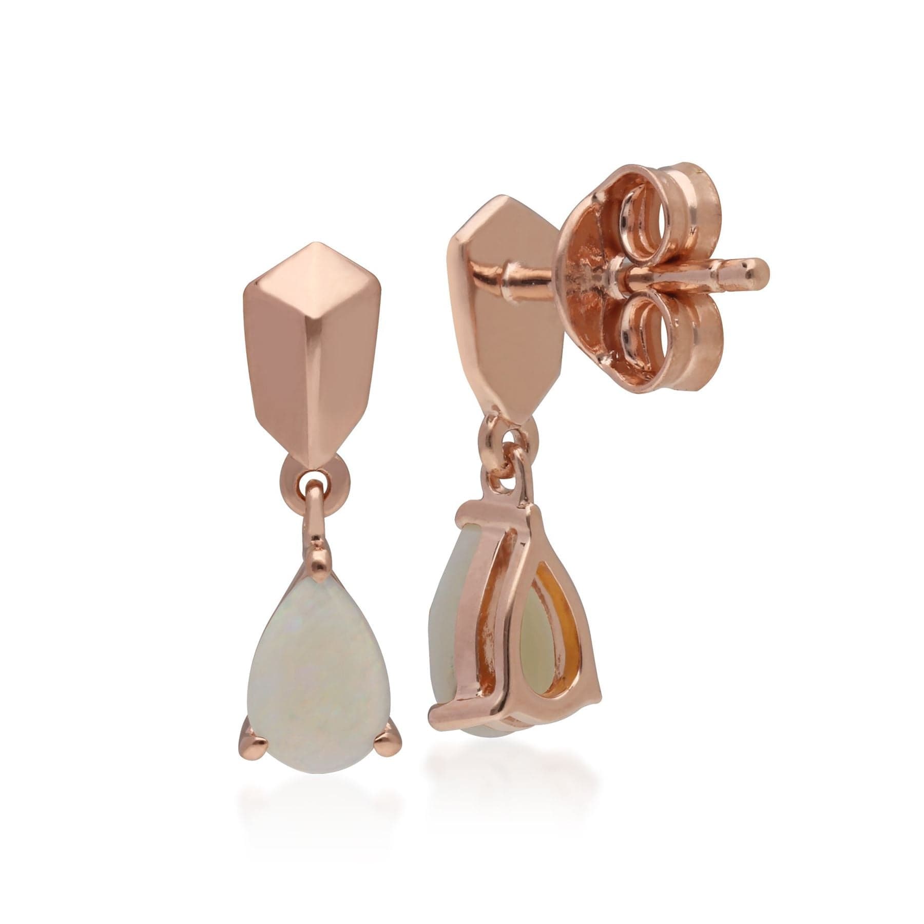 Sterling Silver Opal Earrings in Rose Gold Plated