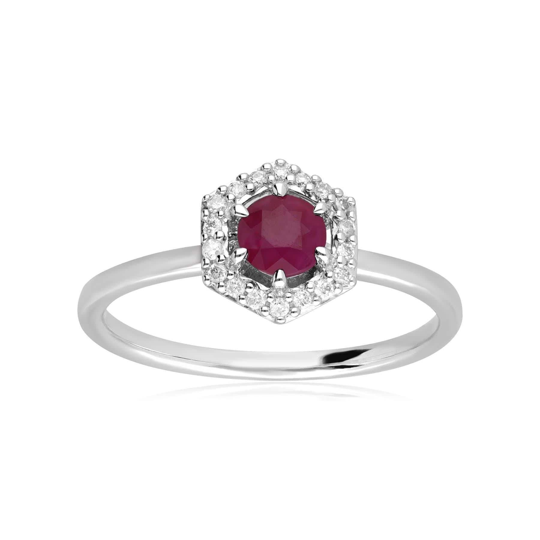 162R0404029 9ct White Gold 0.92ct Ruby & Diamond Halo Engagement Ring 3