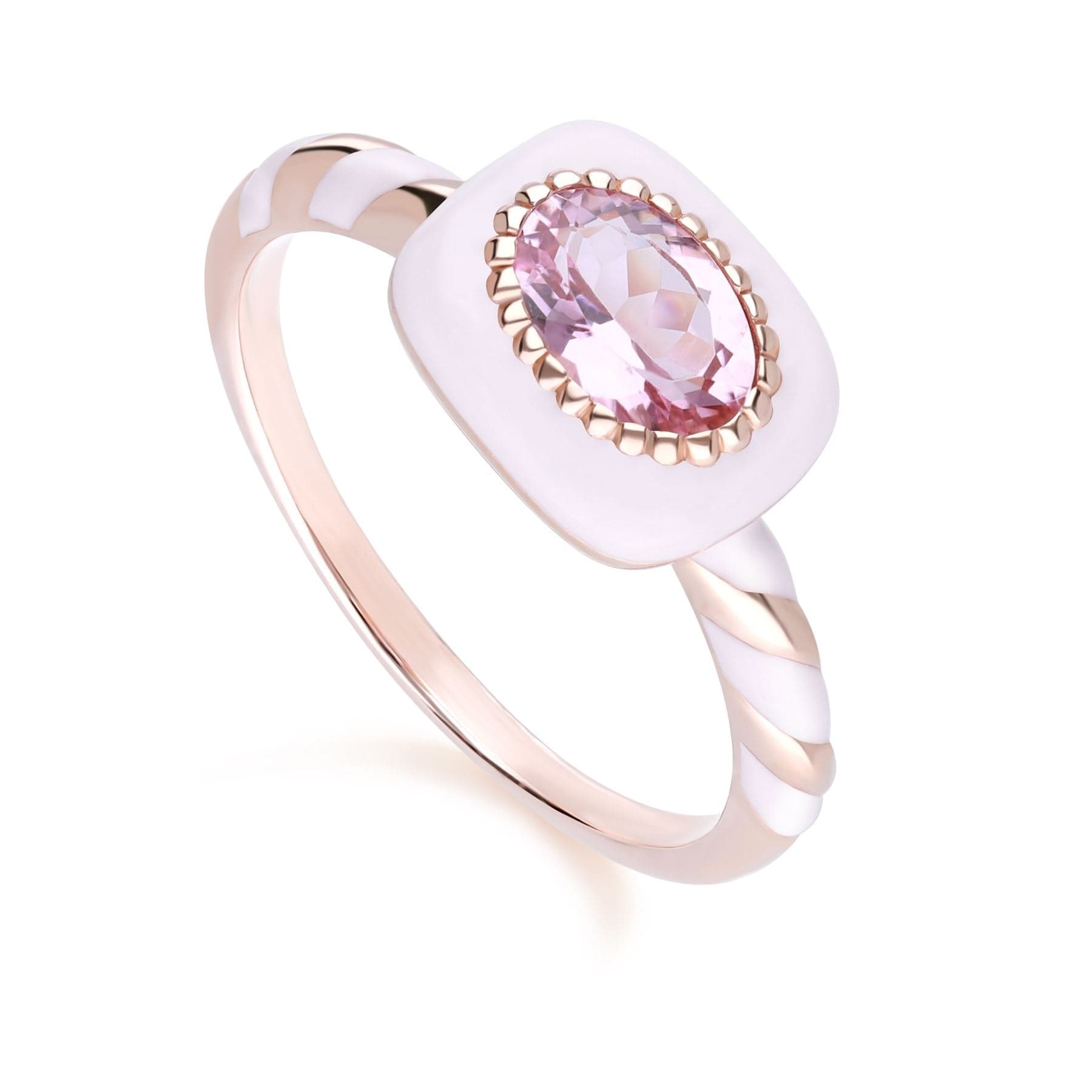 Siberian Waltz Enamel & Pink Tourmaline Ring In Rose Gold Plated Silver - Gemondo