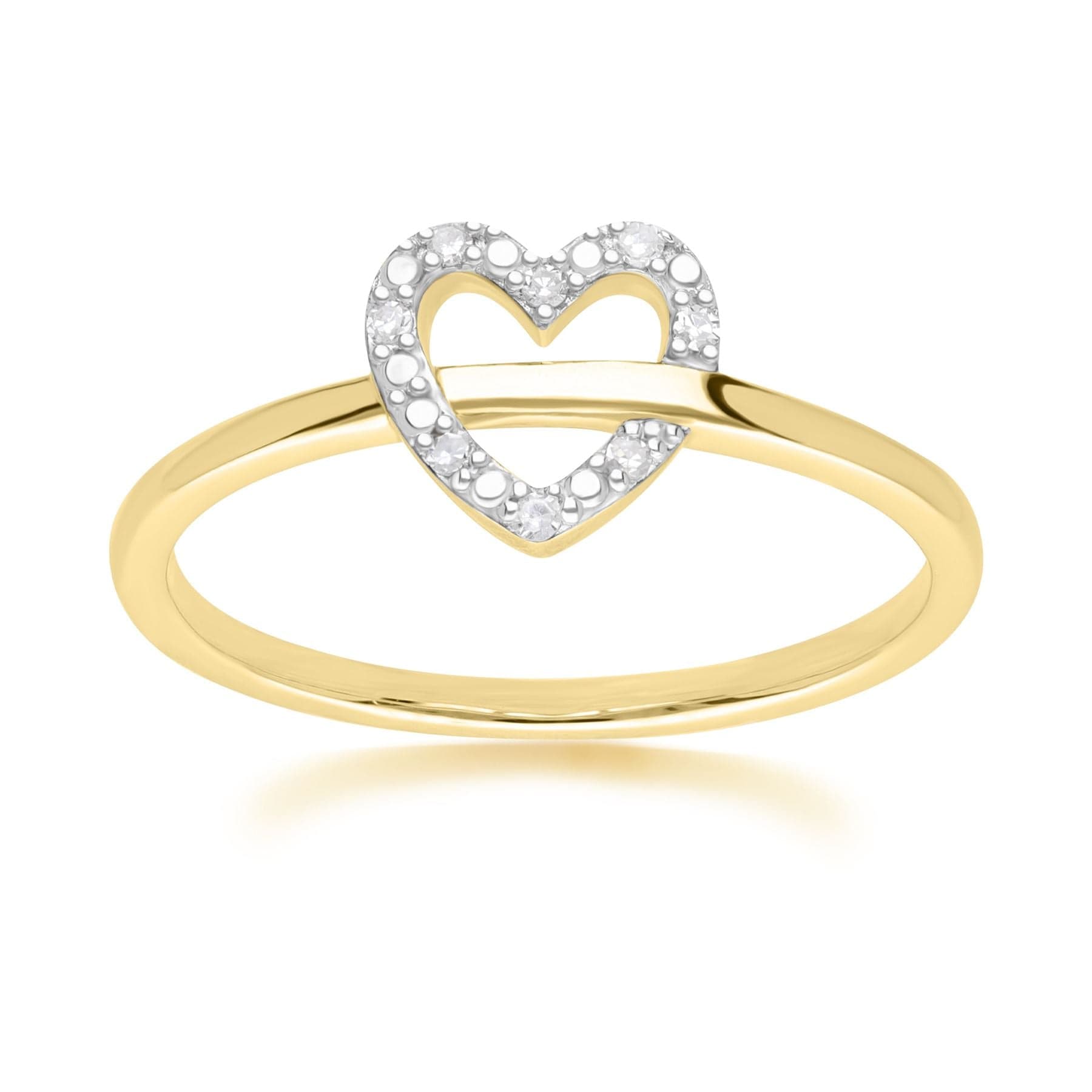 Diamond Love Heart Ring in 9ct Yellow Gold - Gemondo