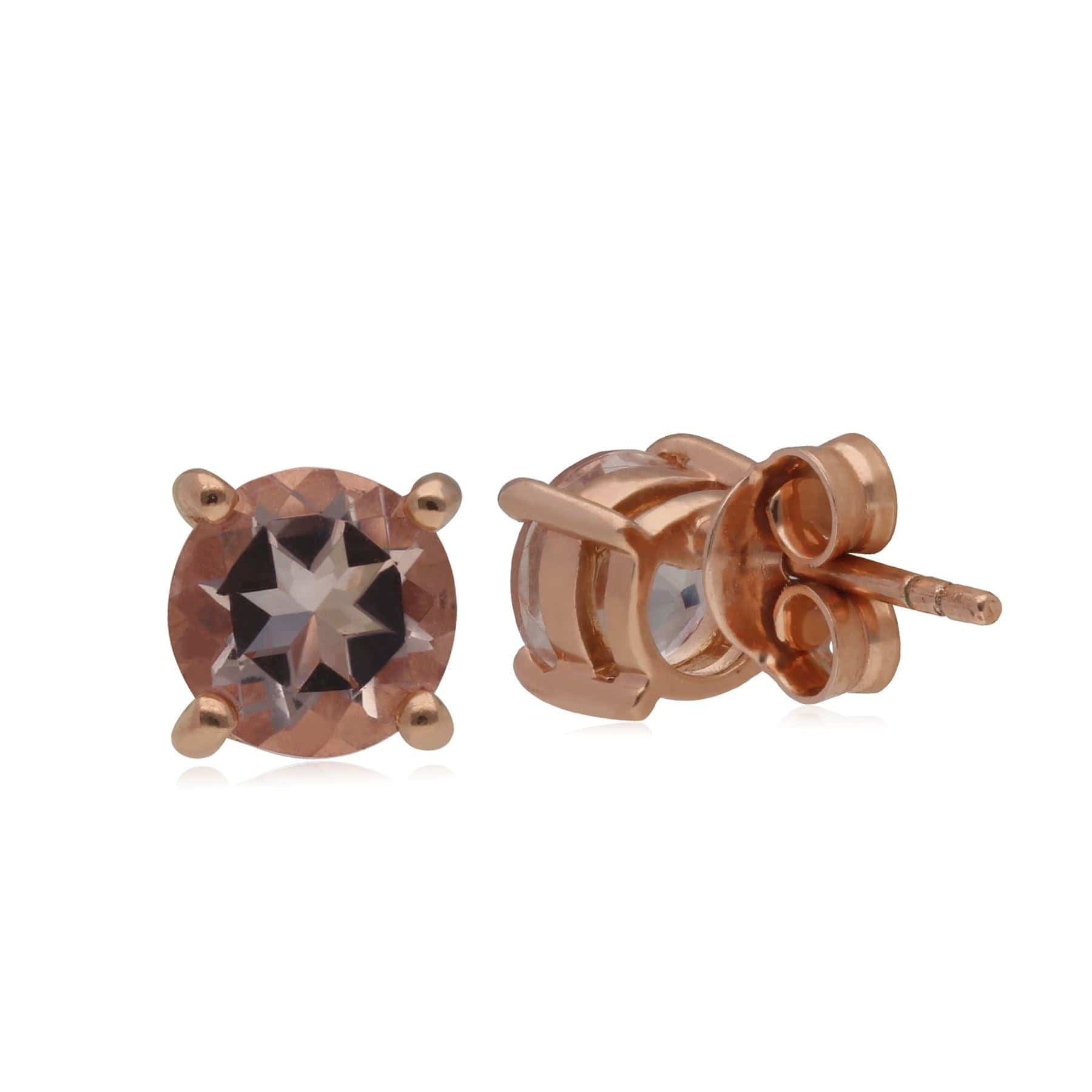 Kosmos Morganite Stud Earrings in 9ct Rose Gold - Gemondo
