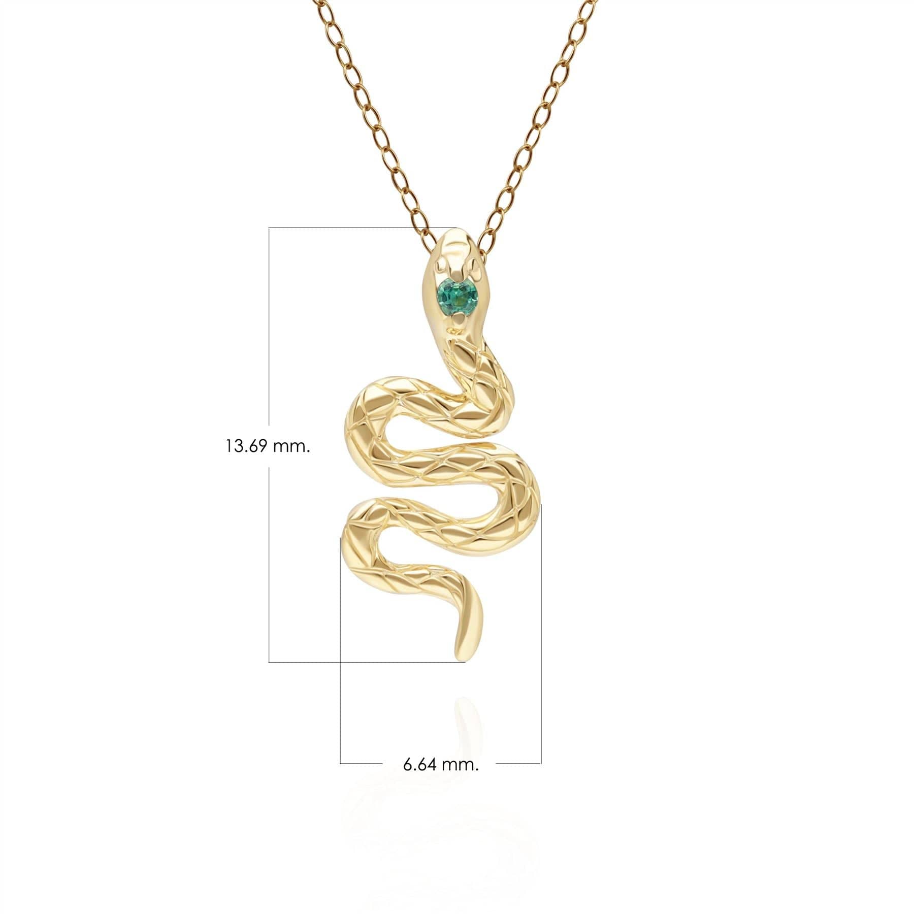 132P1845039 ECFEW™ Emerald Snake Wrap Pendant in 9ct Yellow Gold Dimensions