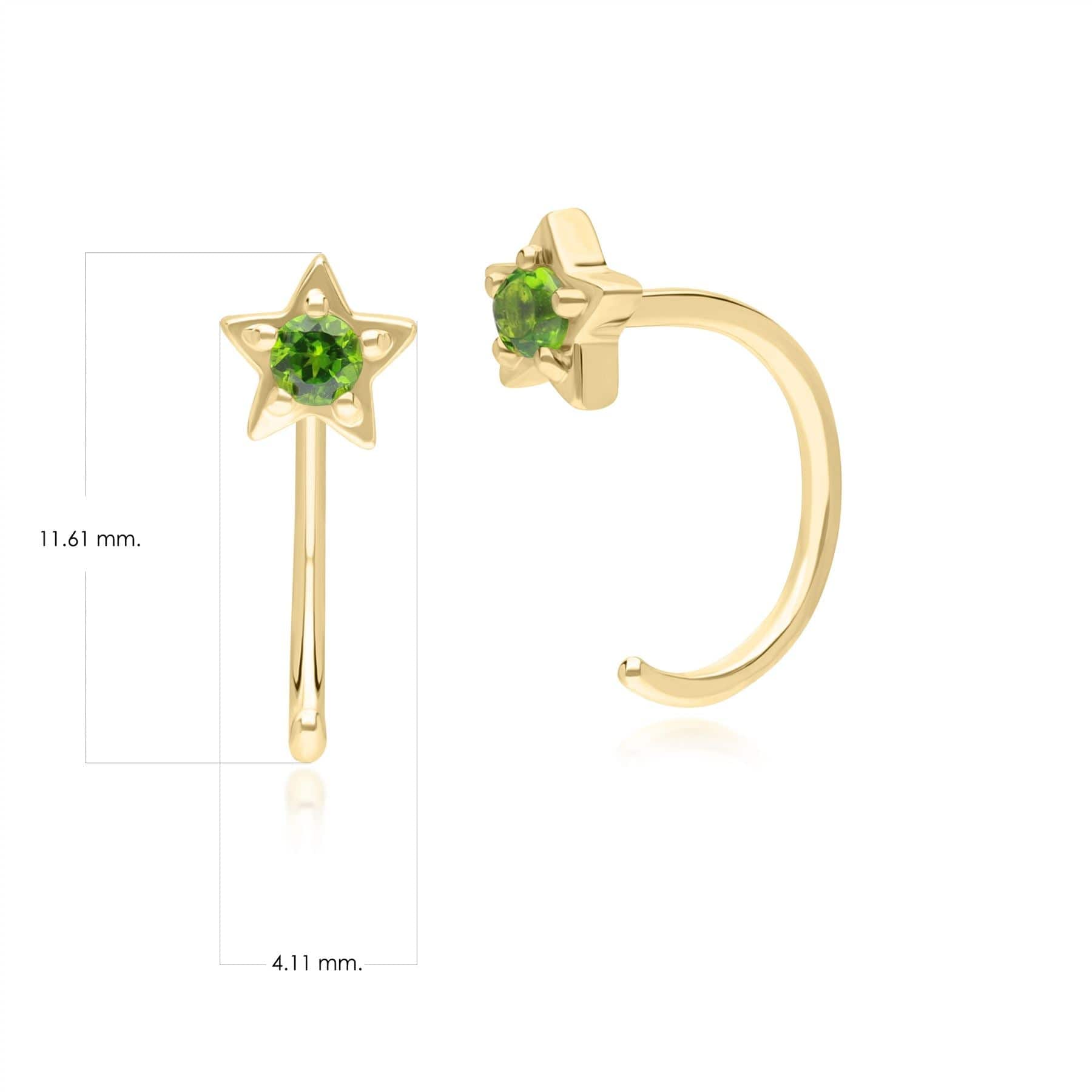 135E1822019 Modern Classic Chrome Diopside Pull Through Hoop Earrings in 9ct Yellow Gold Dimensions