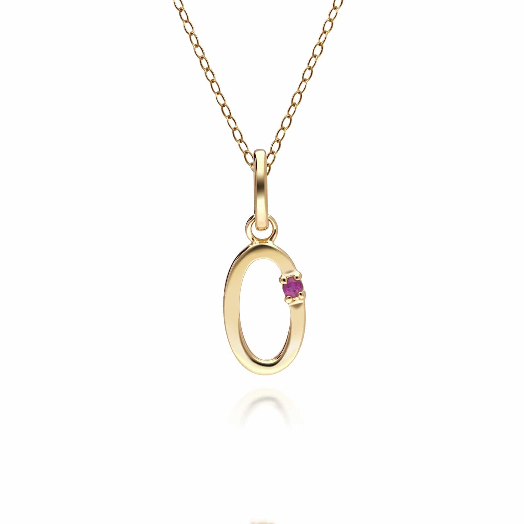Initial Ruby Letter Necklace In 9ct Yellow Gold - Gemondo