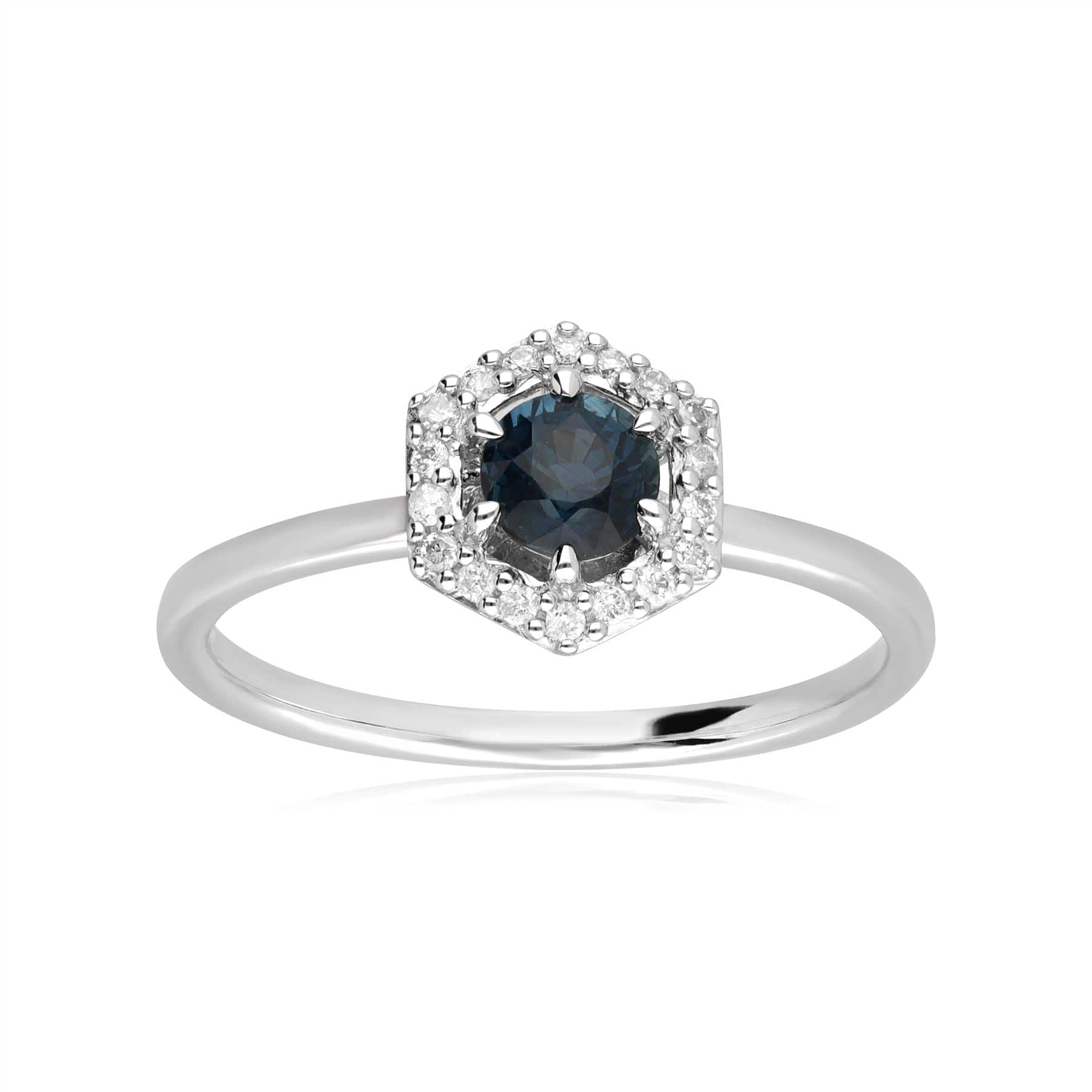 162R0403019 9ct White Gold 0.448ct Sapphire & Diamond Halo Ring 3
