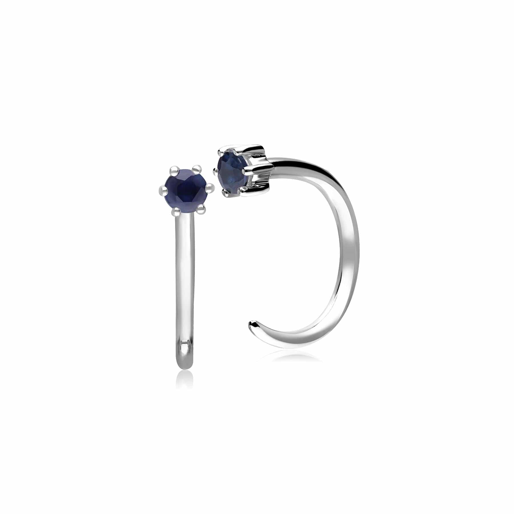 Sapphire Pull Through Hoop Earrings in 9ct White Gold