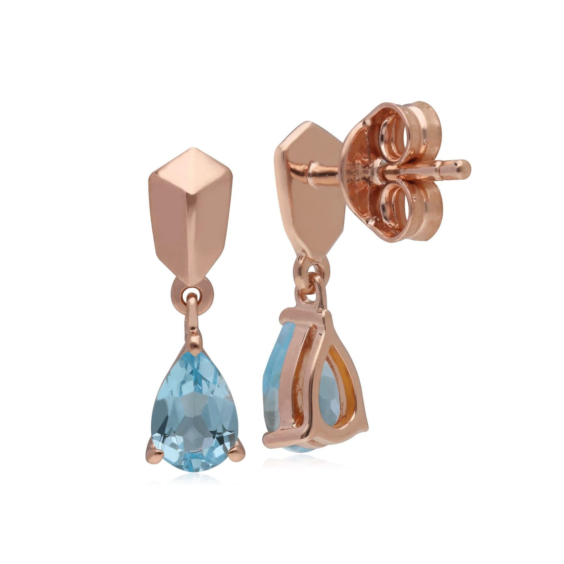 Micro Statement Topaz Drop Earrings in Rose Plated Silver 1