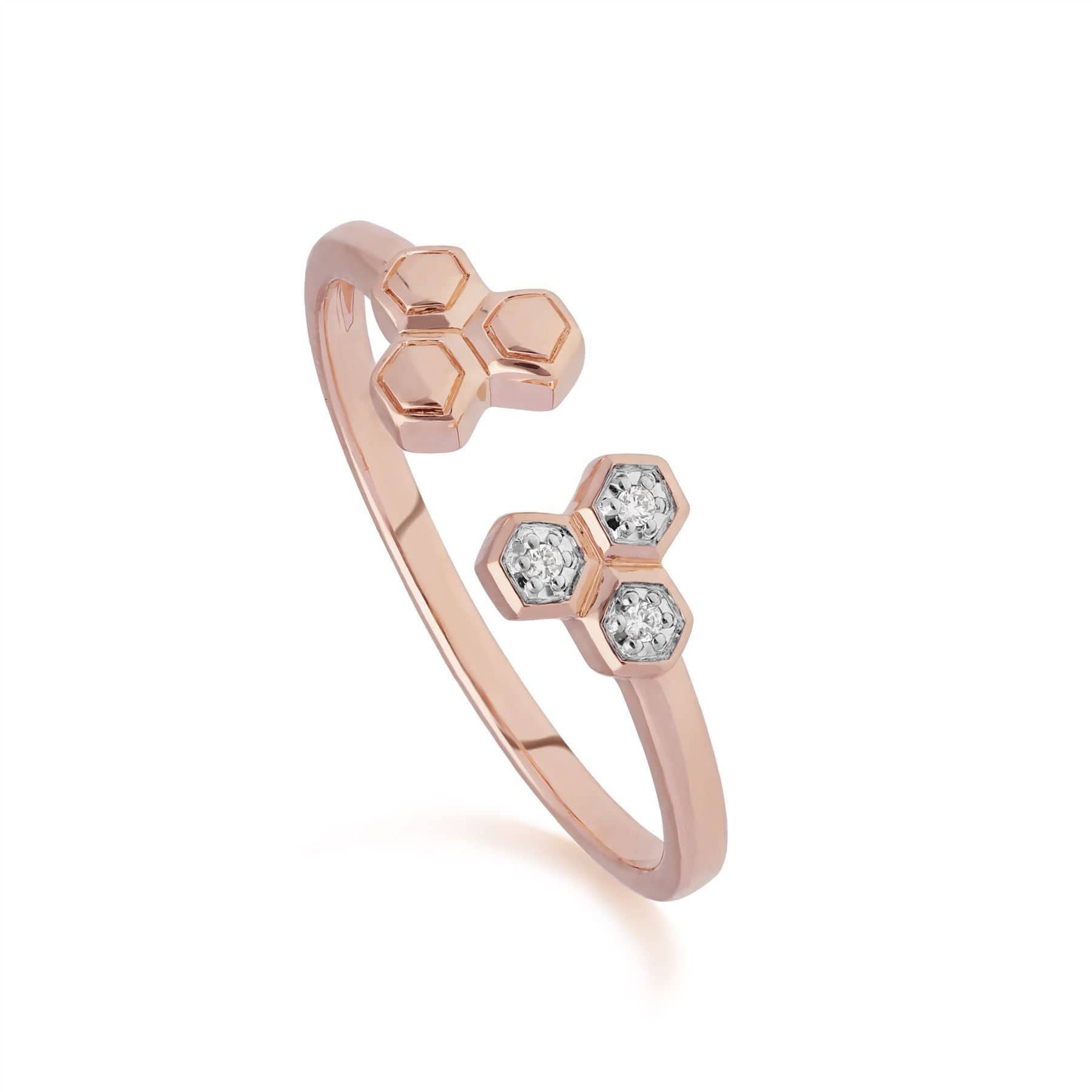 Diamond Trilogy Ring & Stud Earring Set in 9ct Rose Gold - Gemondo