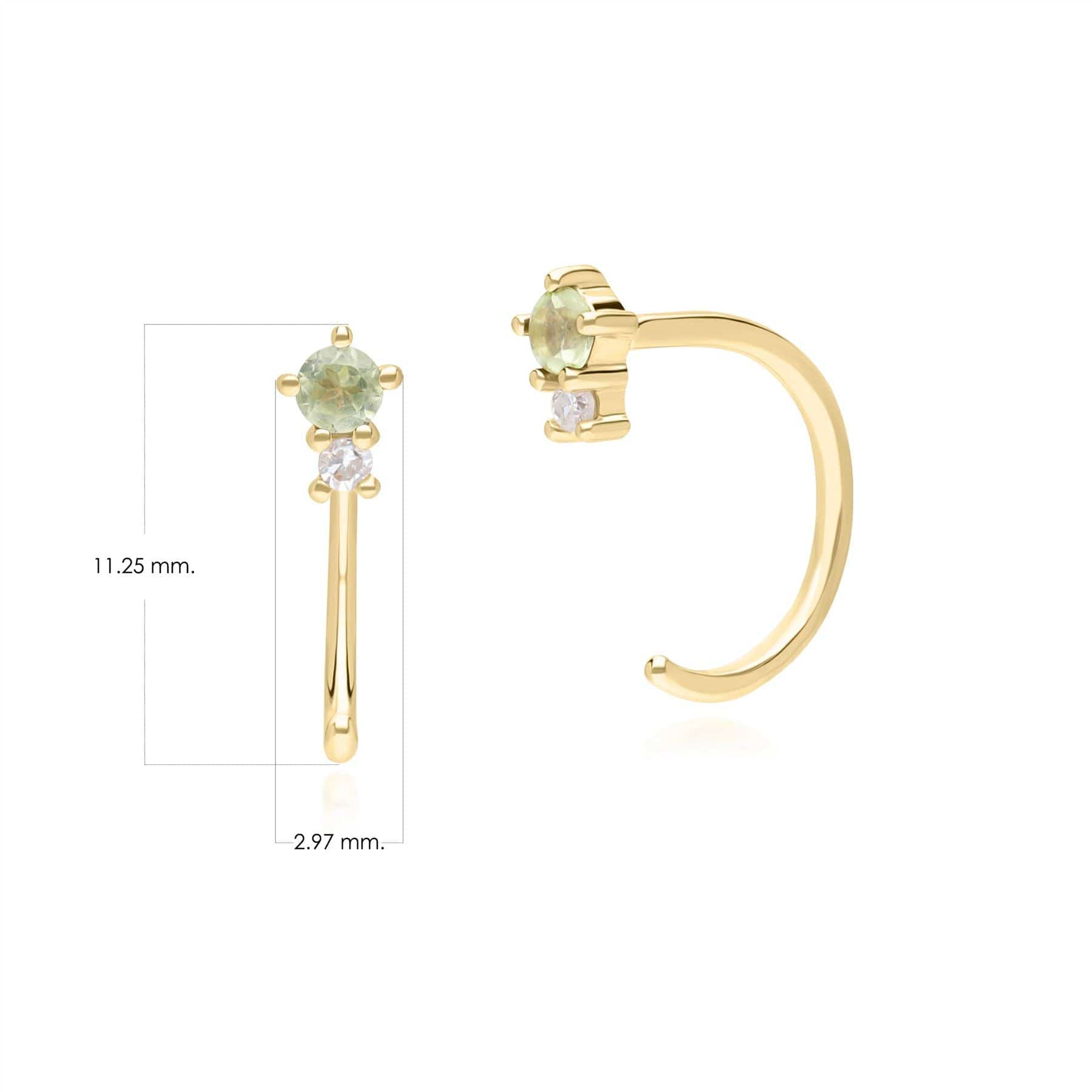 Modern Classic Peridot & Diamond Pull Through Hoop Earrings in 9ct Yellow Gold - Gemondo