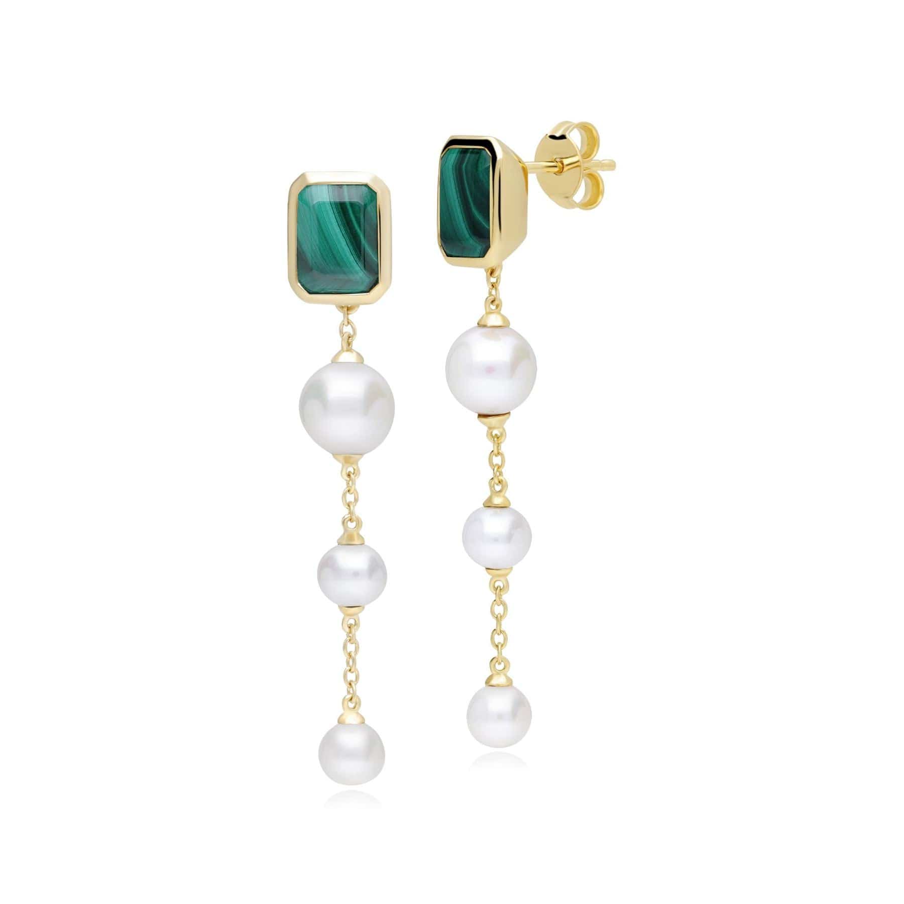 ECFEW™ 'The Unifier' Malachite & Pearl Dangle Drop Earrings