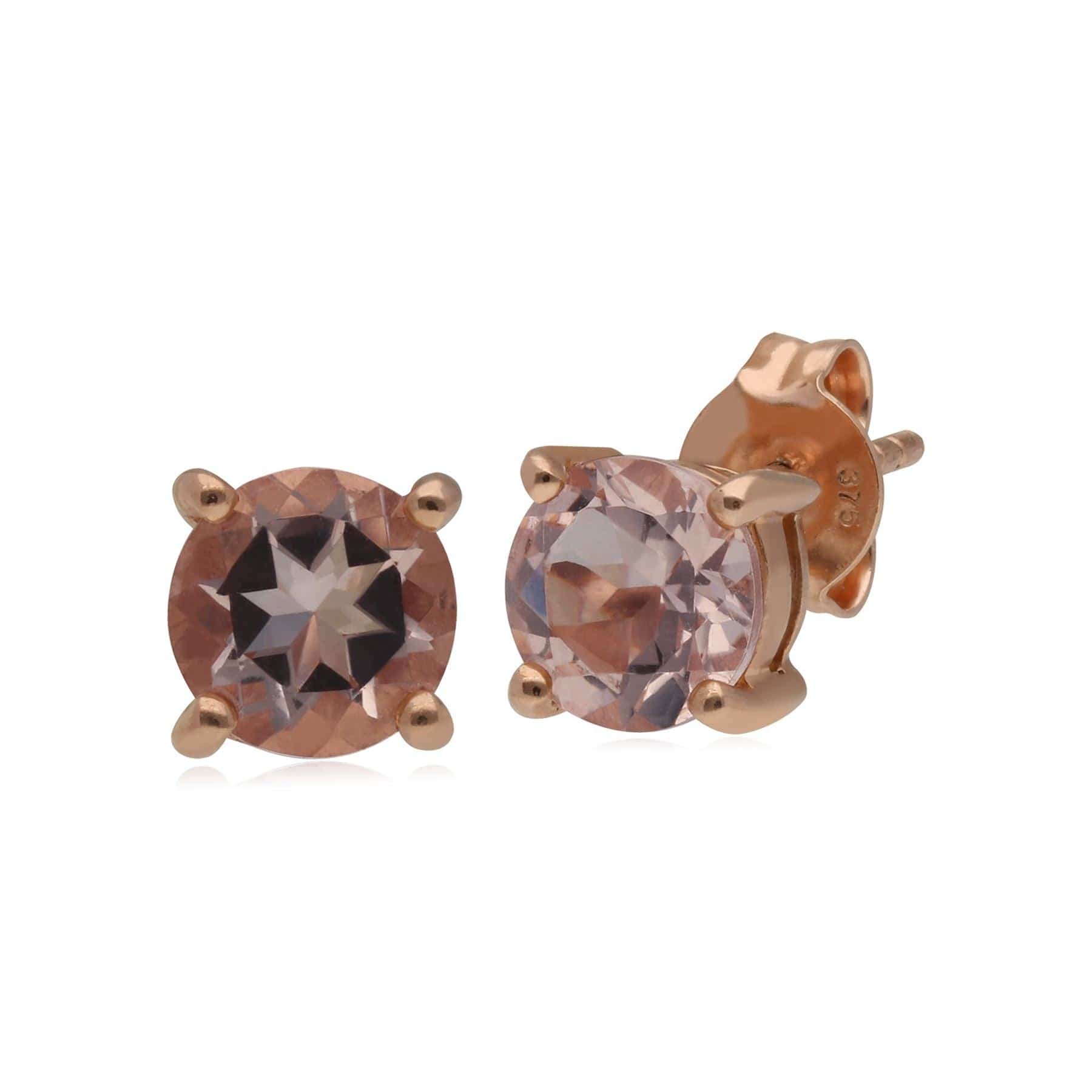 T0998E90W8 Kosmos Morganite Stud Earrings in Rose Gold Plated Sterling Silver 1