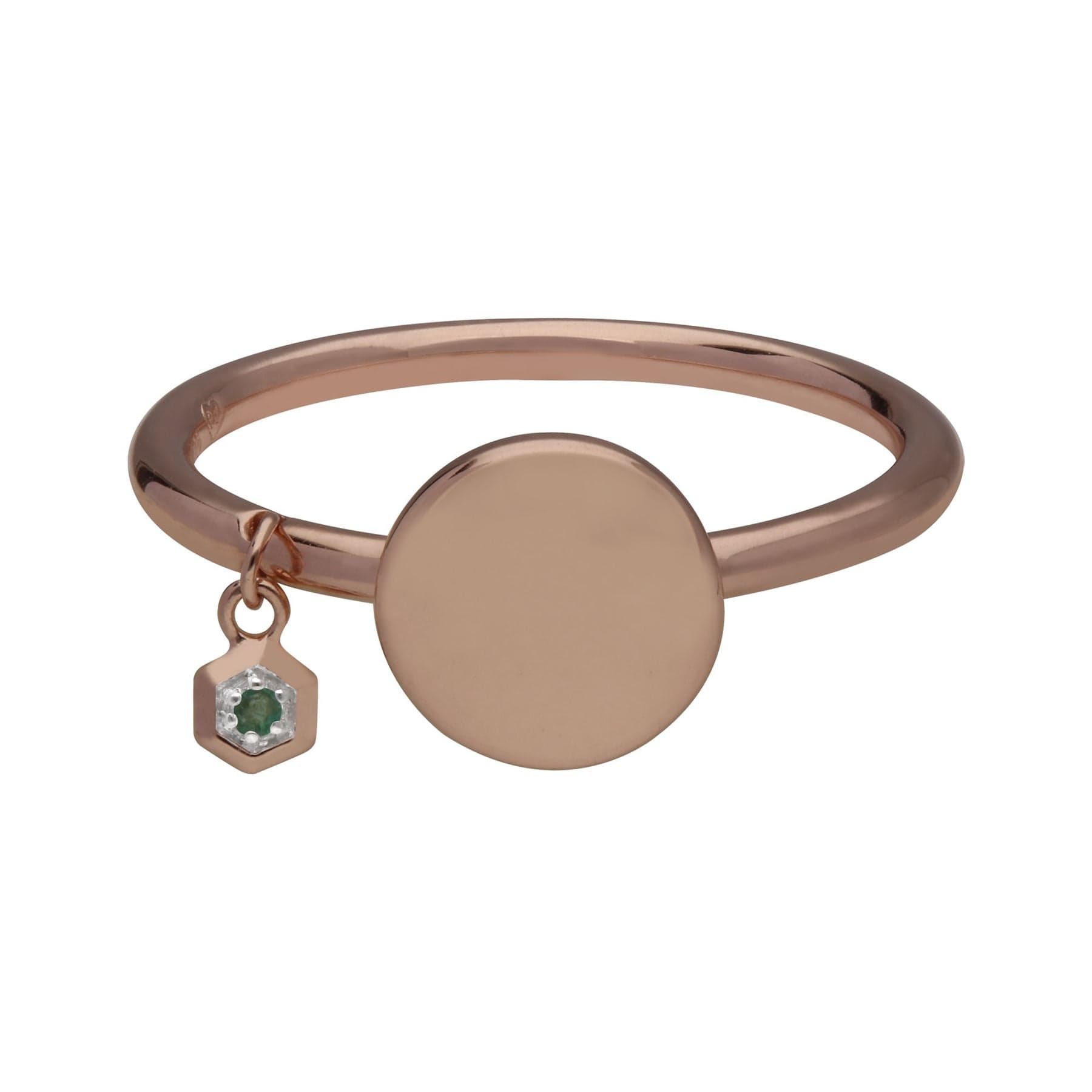 Emerald Engravable Ring in Rose Gold Plated Sterling Silver - Gemondo