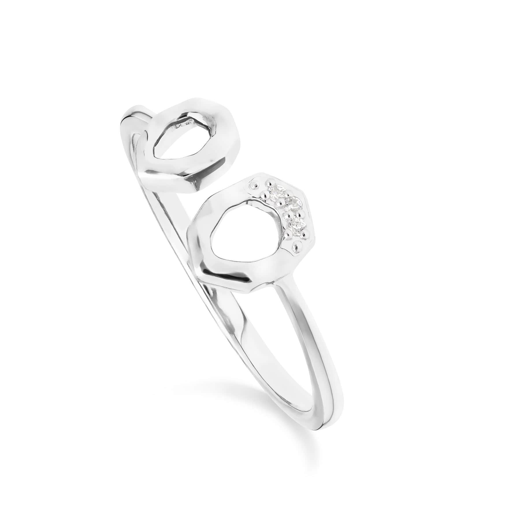 162E0269019-162R0391019 Diamond Pave Asymmetrical Stud Earring & Ring Set in 9ct White Gold 3