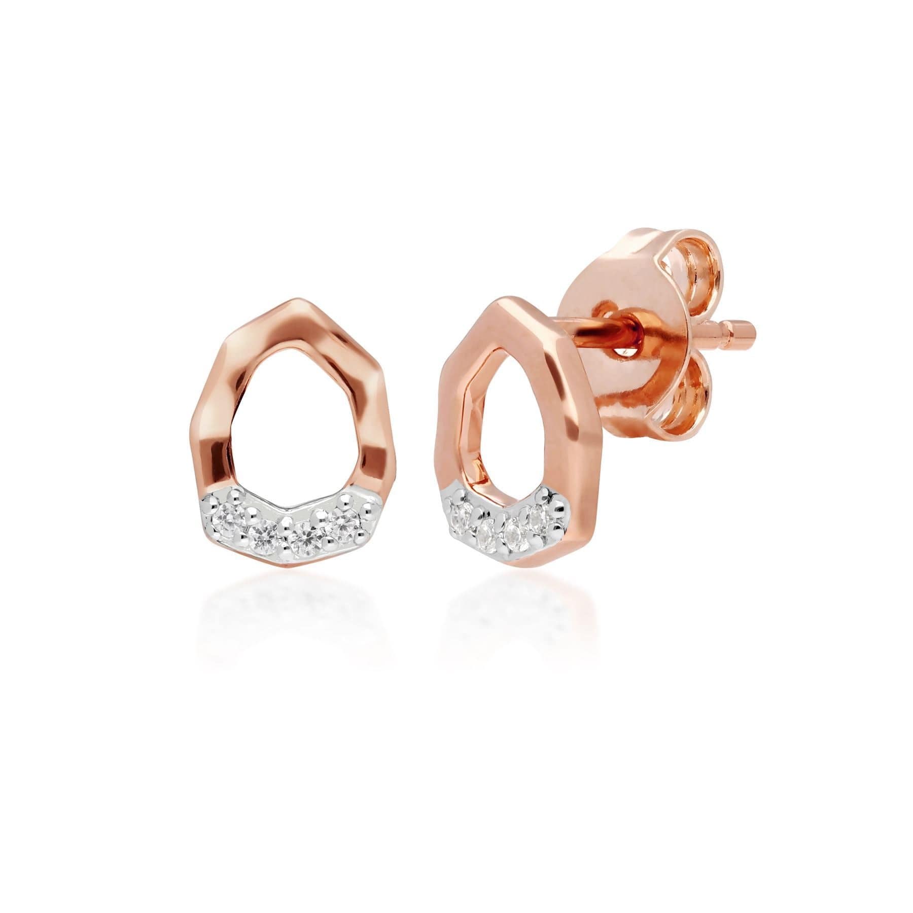 Diamond Pave Asymmetrical Stud Earring Set in 9ct Rose Gold