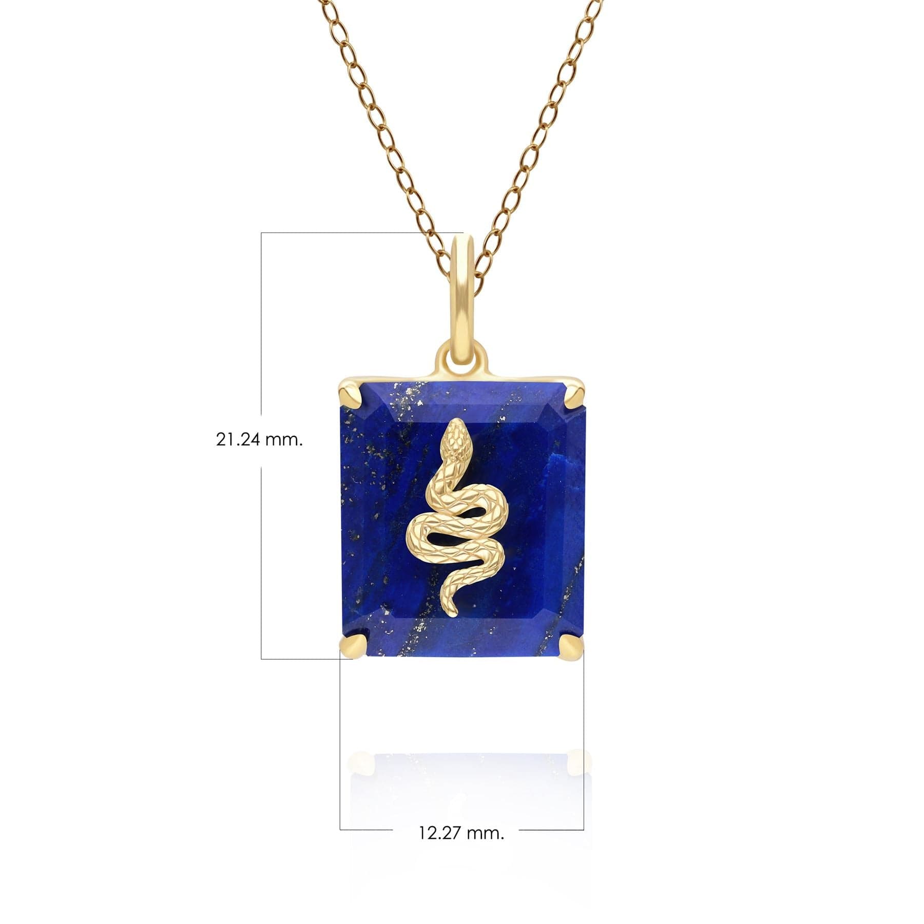 Grand Deco Lapis Lazuli Snake Pendant in Gold Plated Sterling Silver - Gemondo