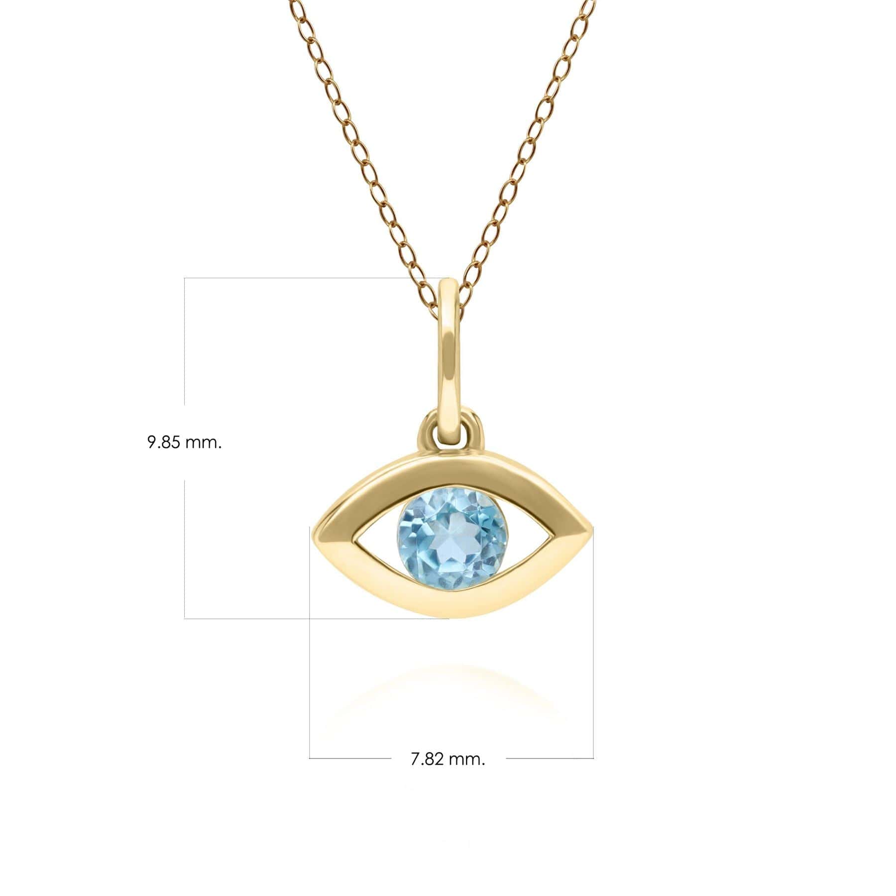 135P2102039 ECFEW™ Dainty Evil Eye Blue Topaz Pendant in 9ct Yellow Gold Dimensions