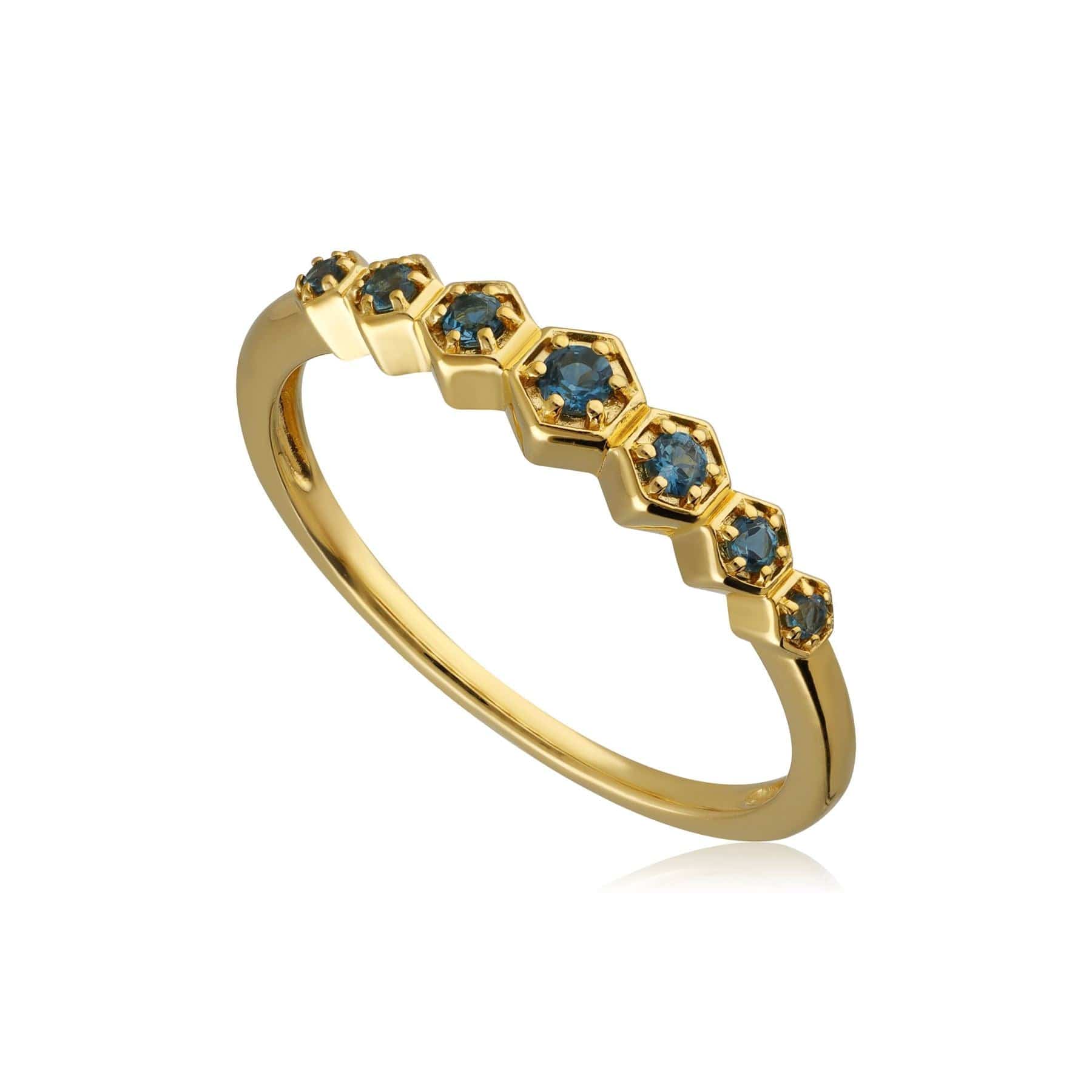 Modern Glam Topaz Sparkle Bar Ring In Gold Plated Silver