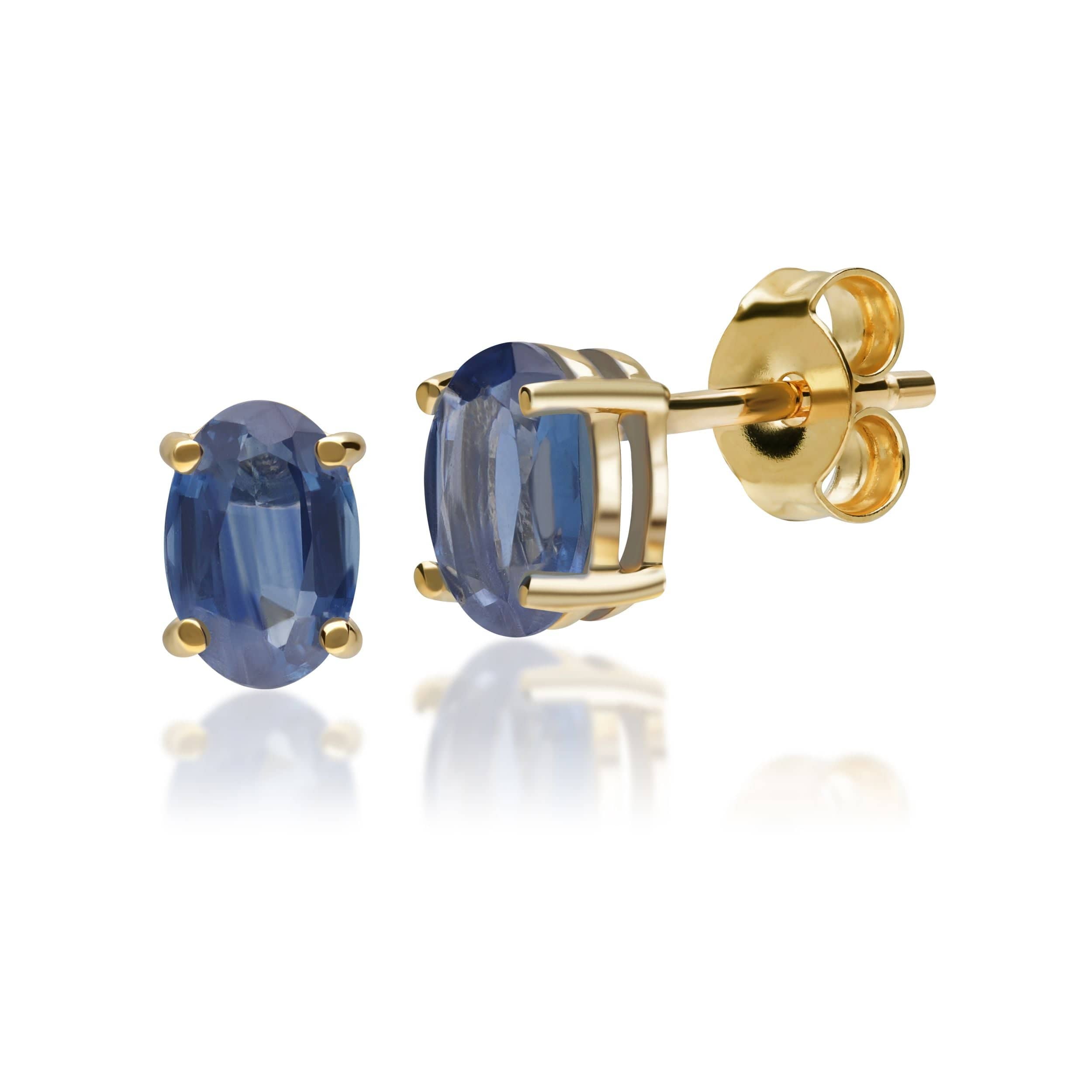 135E0918189 Classic Oval Blue Sapphire Stud Earrings in 9ct Gold 1