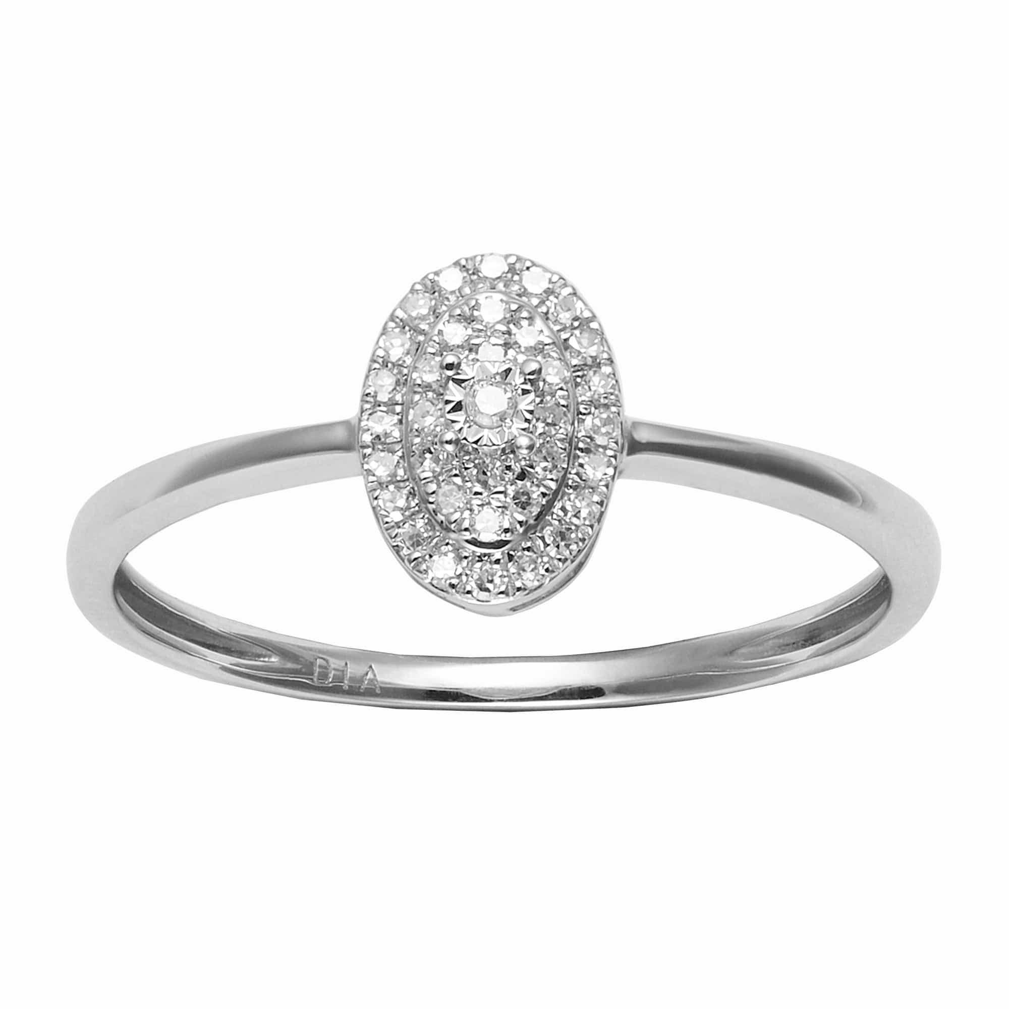 47676R011 Classic Oval Diamond Cluster Ring in 9ct White Gold 1