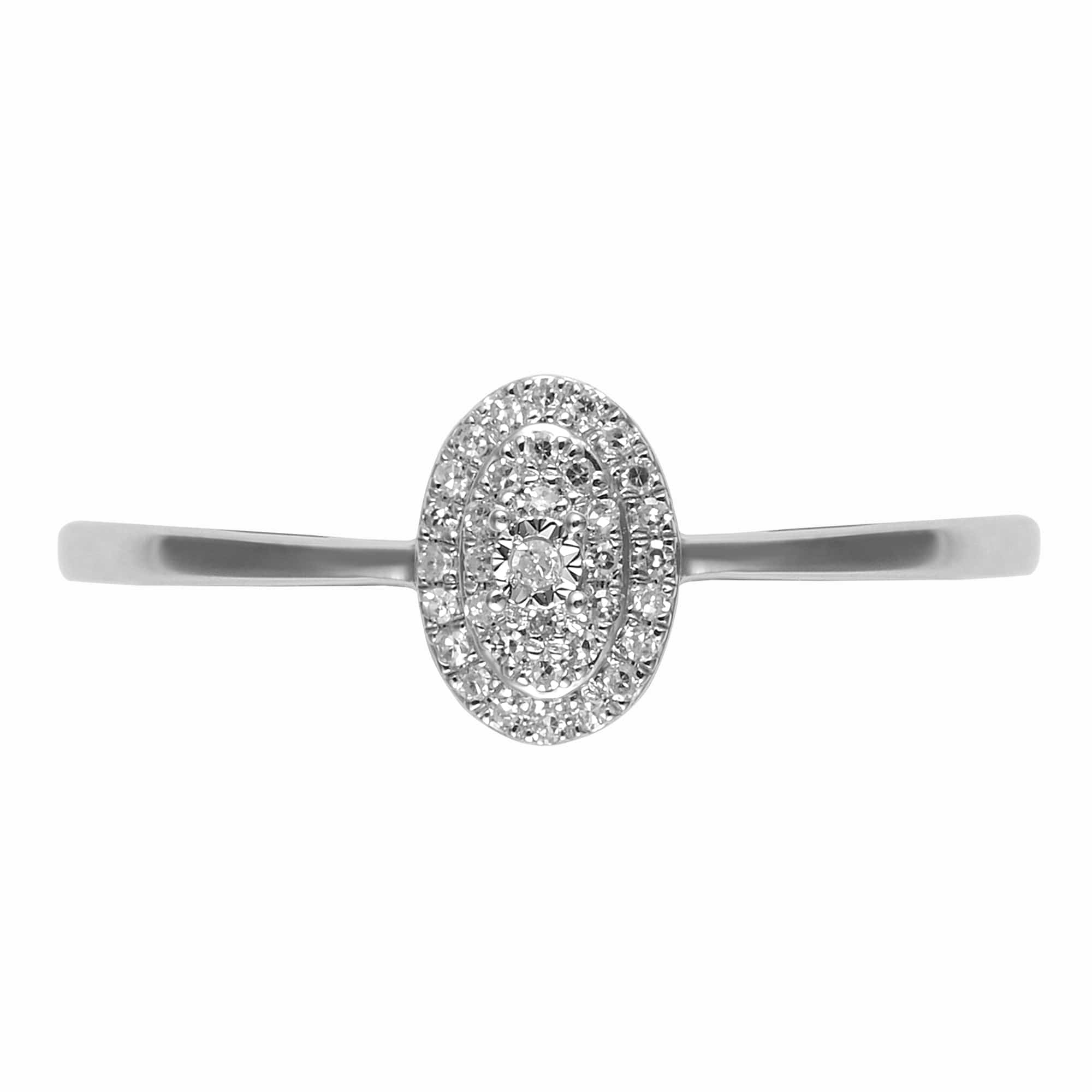 47676R011 Classic Oval Diamond Cluster Ring in 9ct White Gold 2